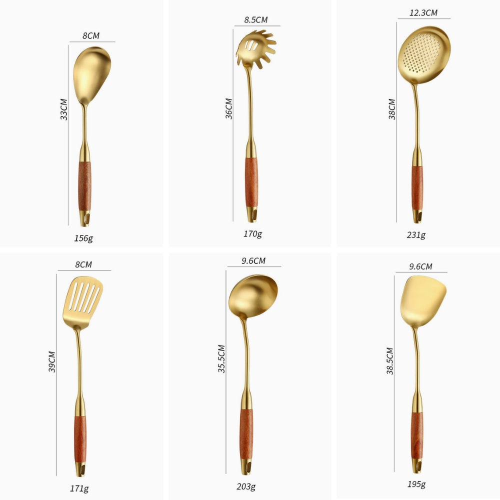 BowLift | Chef’s Choice Golden Kitchen Utensils | 6pcs Set