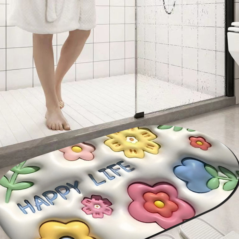 BowLift | 3D flower soft diatom mud absorbent floor mat