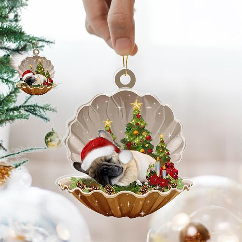 BowLift | French Bulldog - Sleeping Pearl in Christmas Double Ornament
