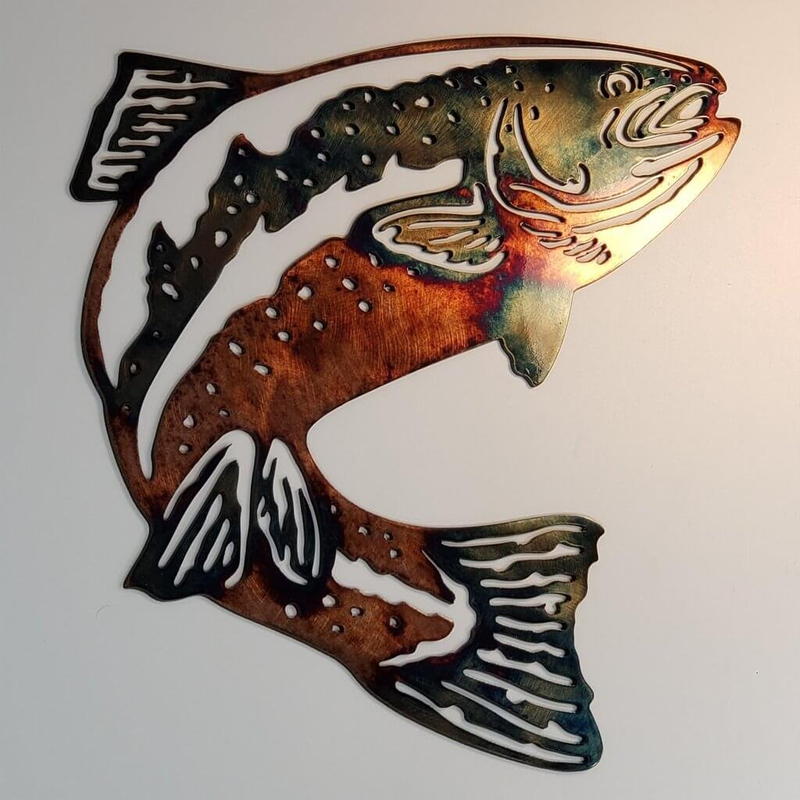 BowLift | Solo Mallard Hunting & Trout Fishing Scene Creative Metal Wall Art Craft