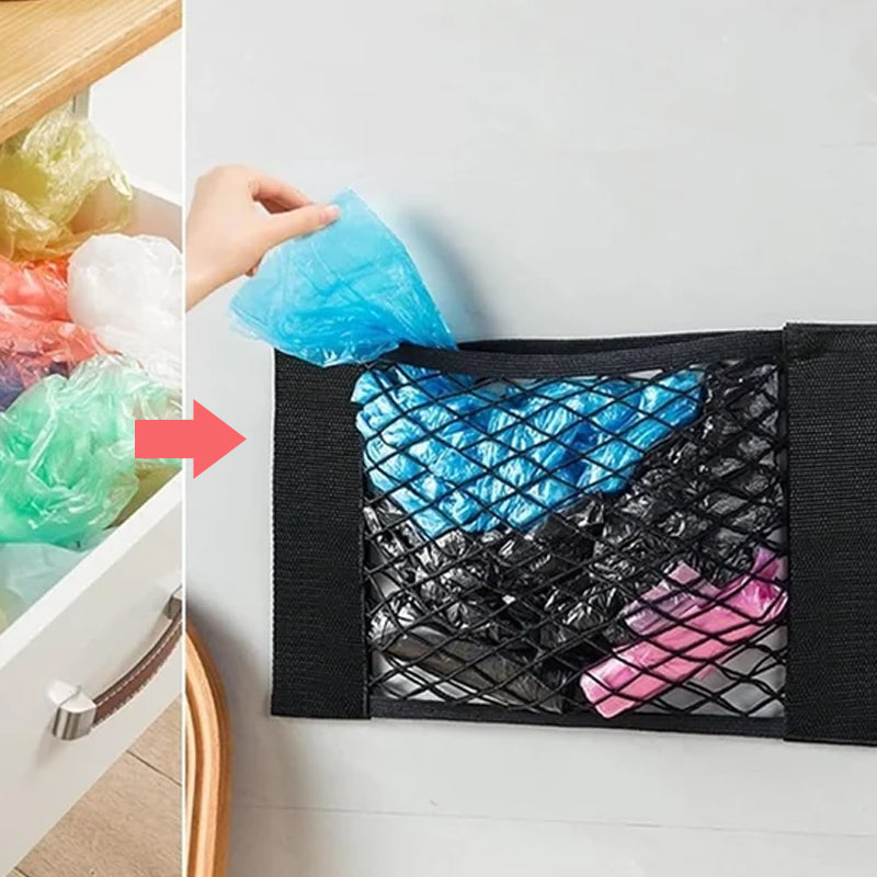 BowLift | Plastic Bags Storage Net Bag (With Adhesive Tape)