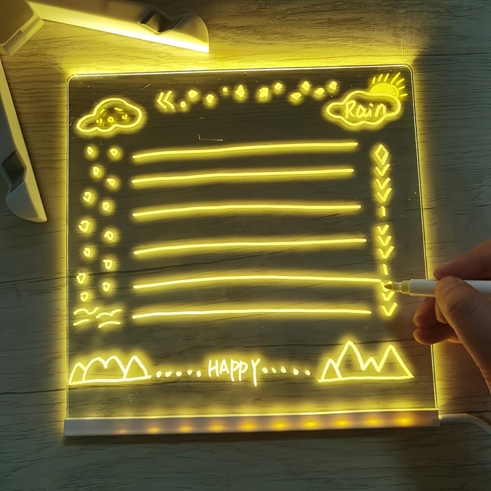 BowLift | USB LED Noteboard with 12 Colored Pens - Bright Message Board for Office & Home