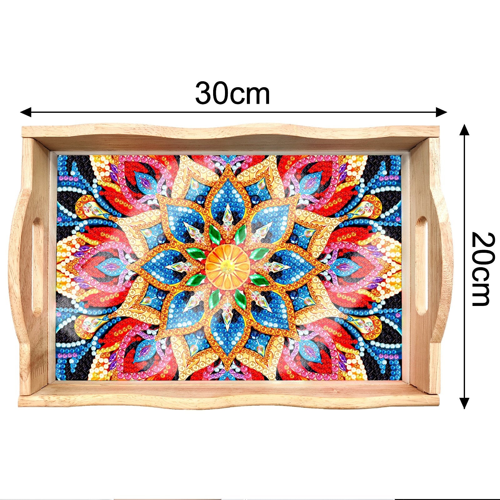 BowLift | DIY Diamond Painting Wooden Tray Food Tray with Handle Living Room Decoration Mandala Wooden Tray Kit