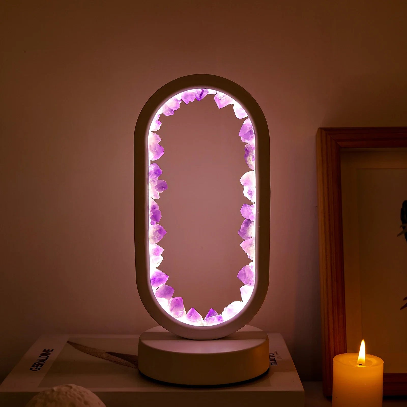 BowLift | CrystalGlow – Handmade amethyst atmospheric lamp for relaxation and peace