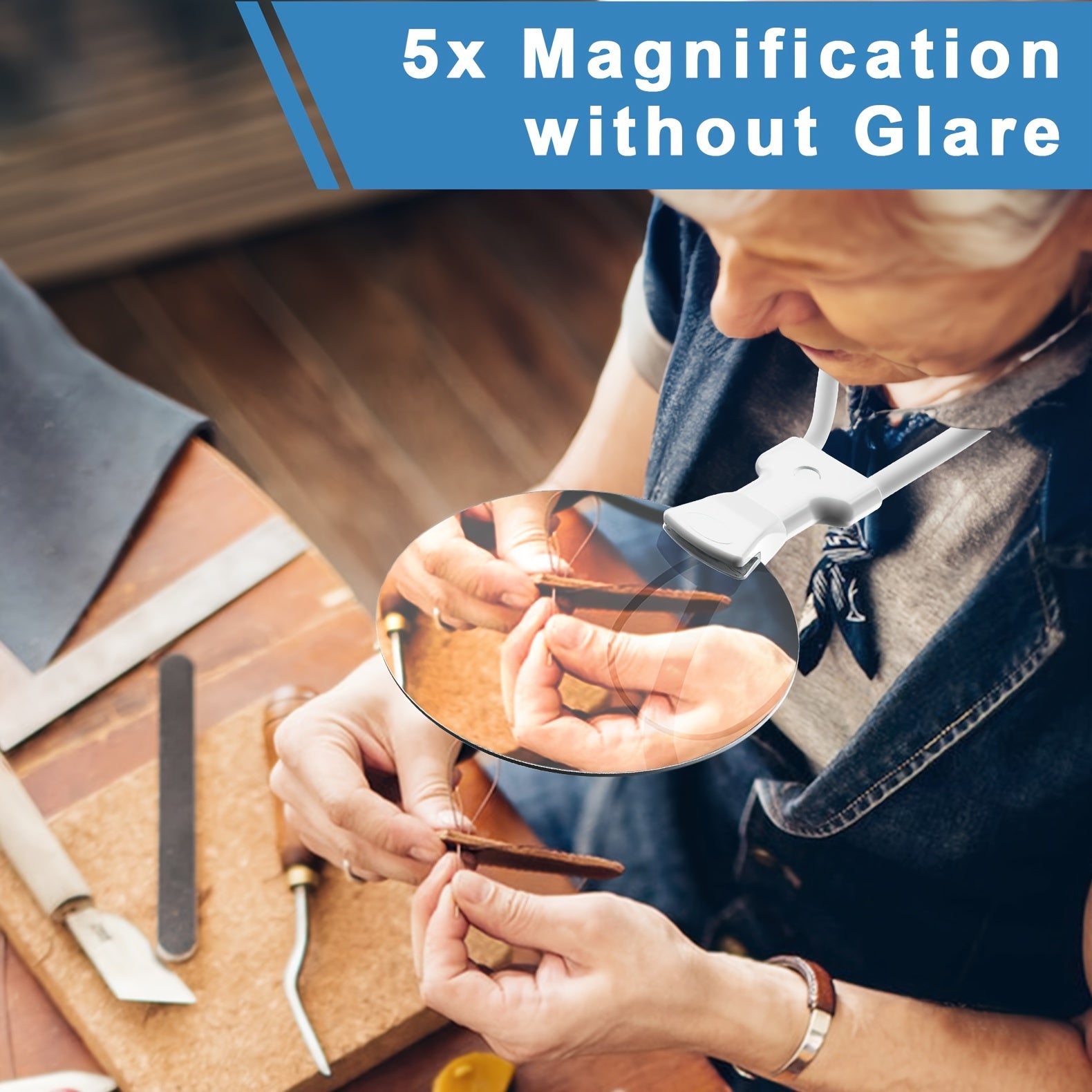 BowLift | 5X Magnifying Glass Pro – Hands-Free Adjustable Neck Magnifier for Reading, Crafts & Seniors