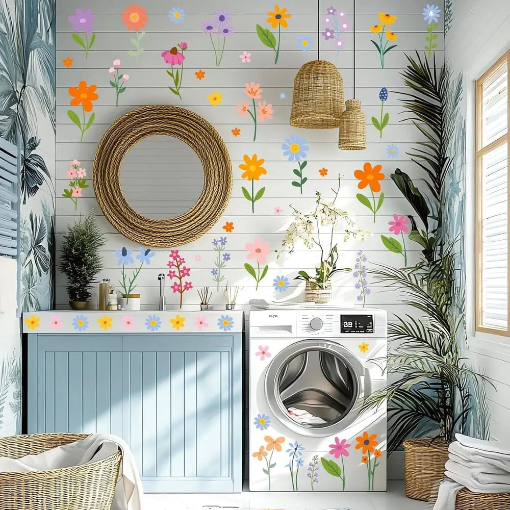 BowLift | 8 Sheets Spring Flowers Wall Stickers – 102 Self-Adhesive Designs for a Fresh Home!