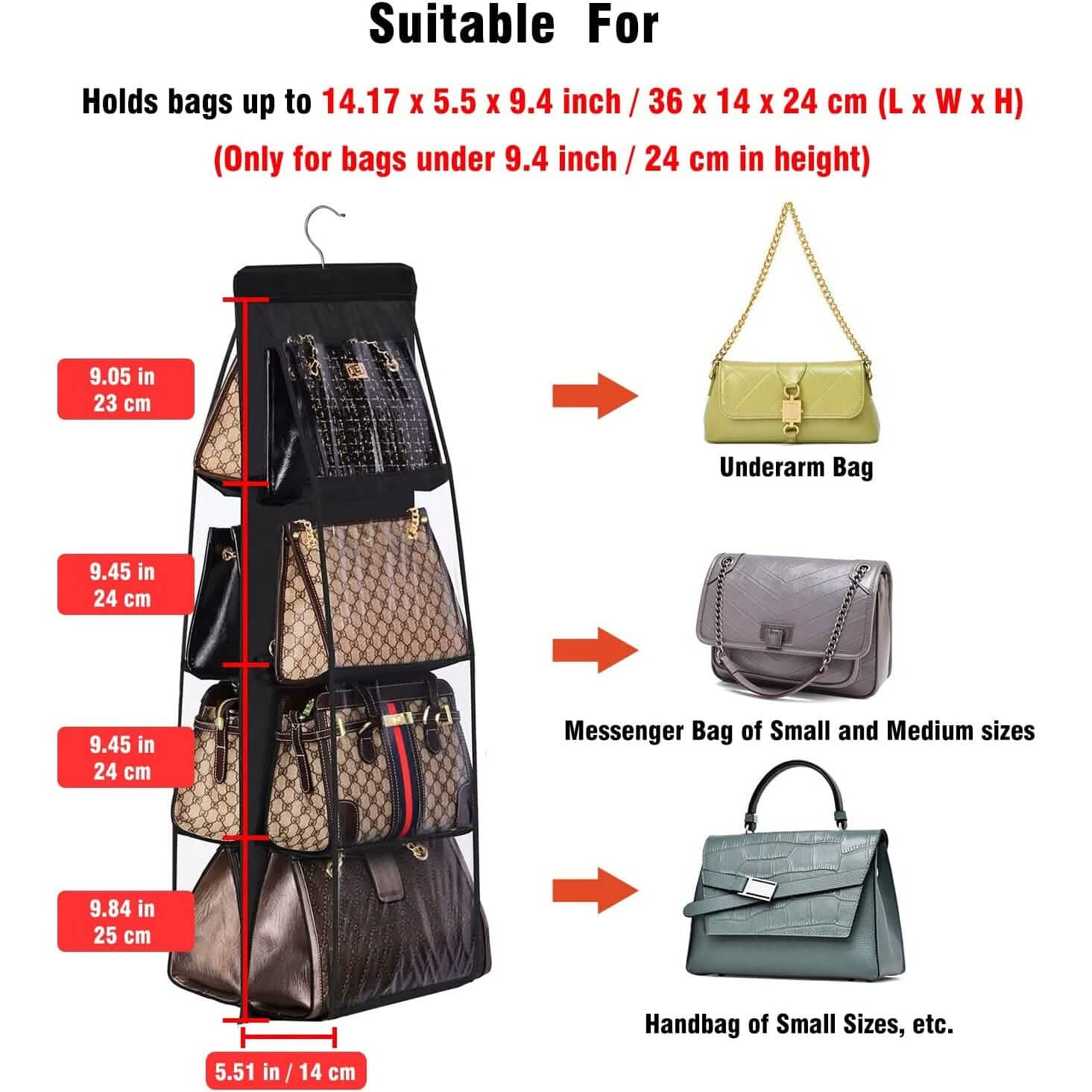 BowLift | 8-Pocket Hanging Handbag Organizer Handbag Storage Hammock