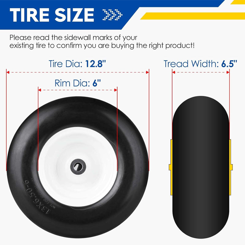 BowLift | 13x6.5-6" Lawn Mower Tires 2 Pack Tractor Tires for 38"-68" Deck Hand-Push Lawn Mowers Tractor