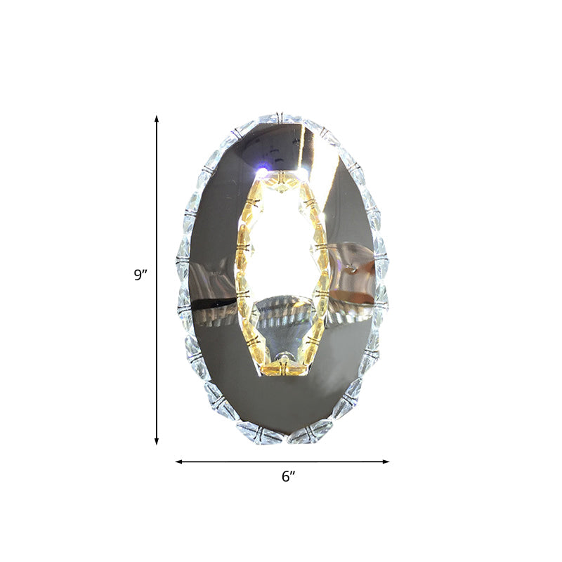 BowLift | Circular Faceted Crystal Wall Light Modern LED Bedroom Wall Light Lighting in Chrome, Warm/White Light