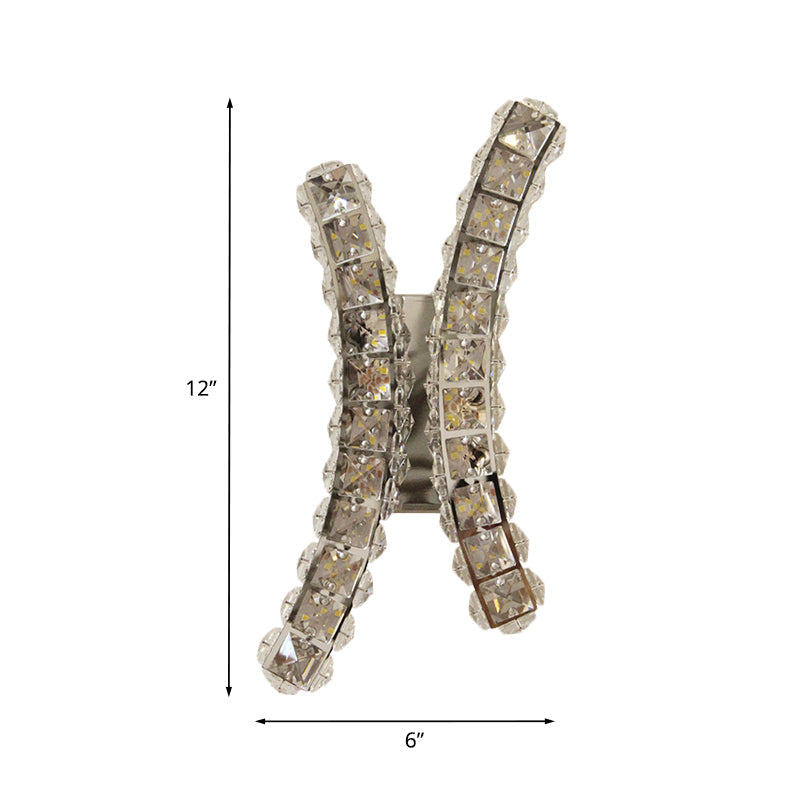 BowLift | Chrome Curved Wall Sconce Light Simple Inclined Crystal Prism Living Room LED Wall Lamp
