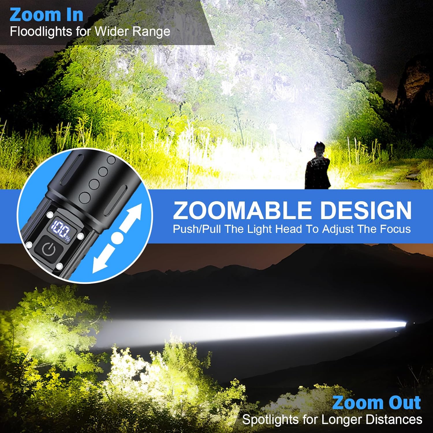 BowLift | 100,000 Lumen Rechargeable LED Flashlight | Waterproof, Impact-Resistant & Ideal for Hiking, Emergencies & Power Outages