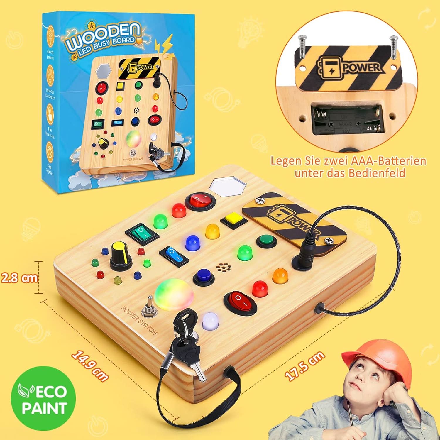 BowLift | FunTune Montessori Busy Board – Music & Lights Playboard for Toddlers