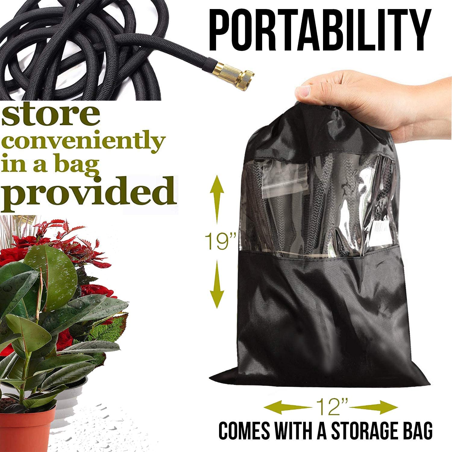 BowLift | AquaFlex Expandable Garden Hose – Lightweight, Flexible, Leakproof Water Hose with Brass Connectors