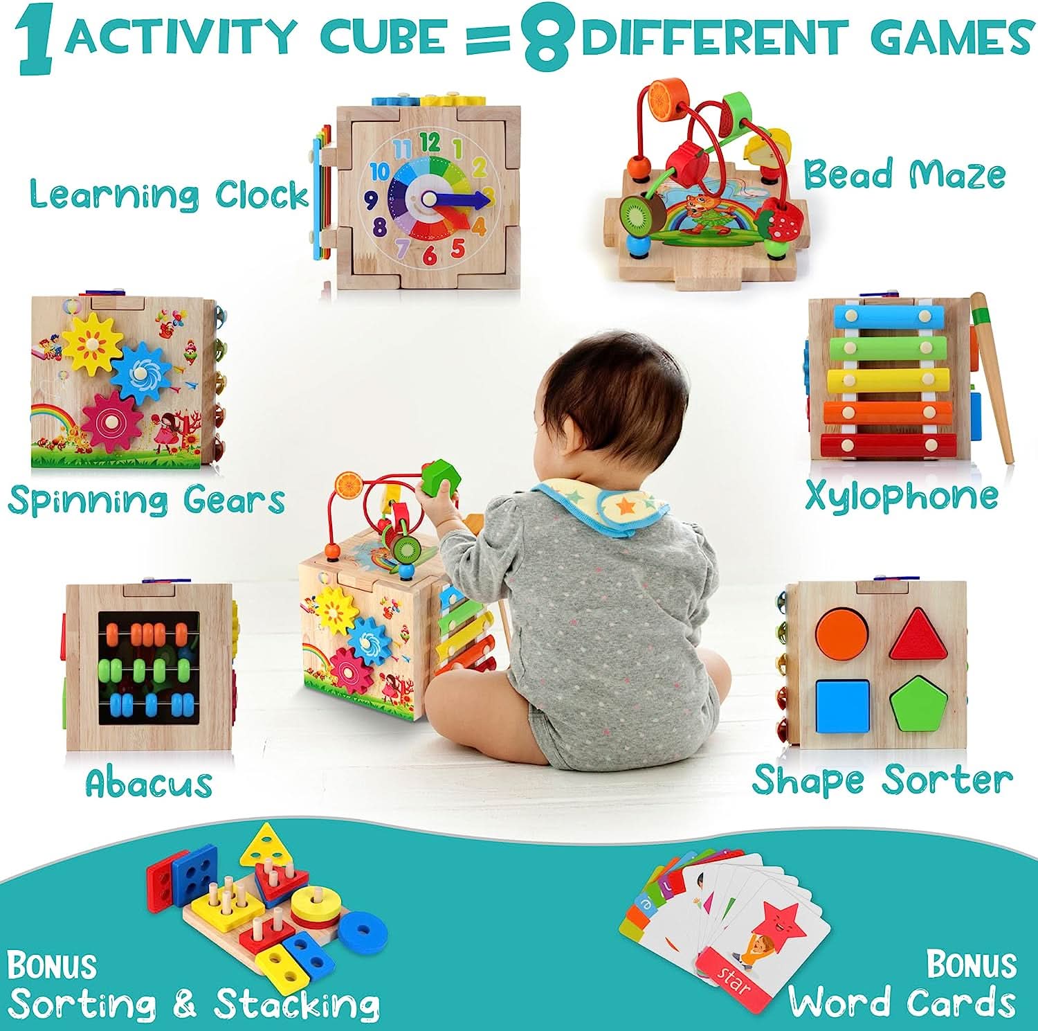 BowLift | in-1 - Interactive Montessori cube for toddlers aged 18 months and over