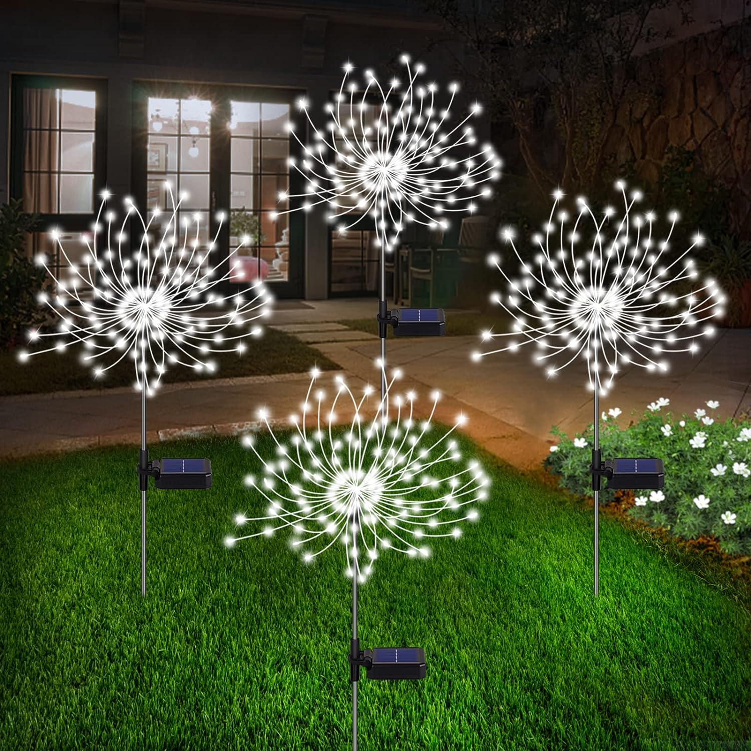 BowLift | 4 Piece Solar Firework Garden Lights - Weatherproof LED Decorative Lighting, Solar Energy for Garden and Patio