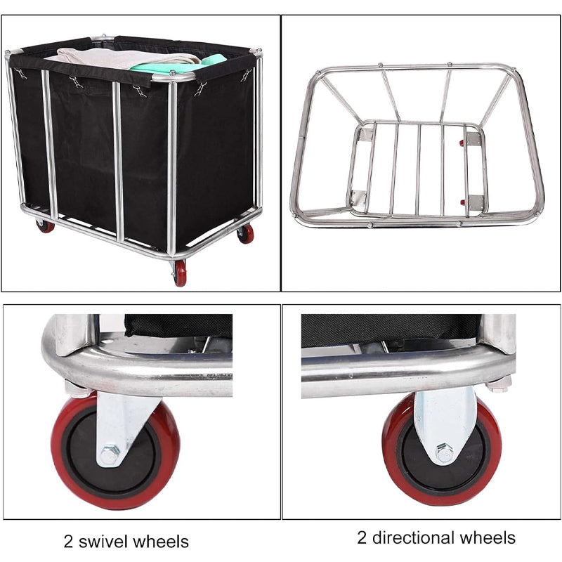 BowLift | 12 Bushel Stainless Steel Basket Truck 260 lbs Laundry Cart for Laundry Organizer and Storage