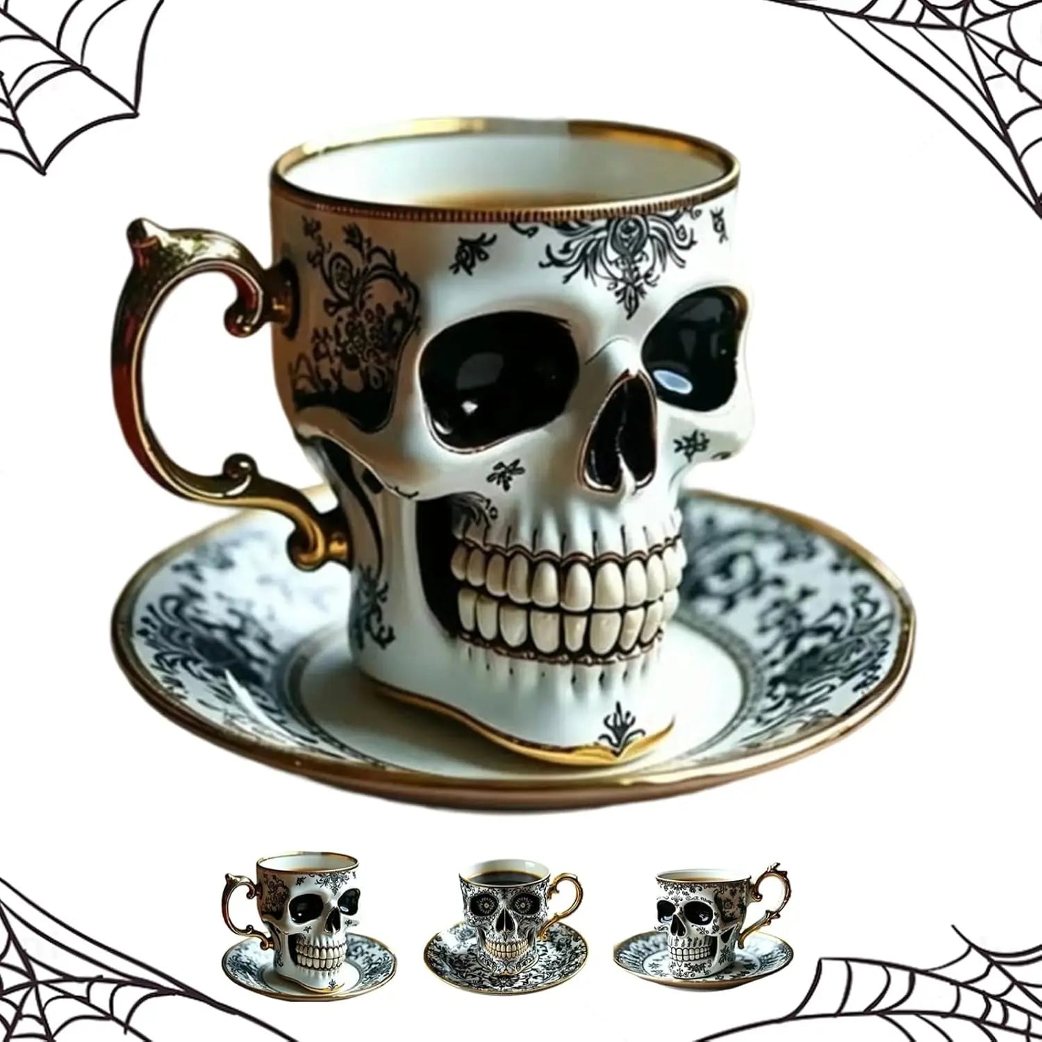 BowLift | Gothic Skull Decorative Mug Noctura – Artistic Hand-Painted Skull Decoration