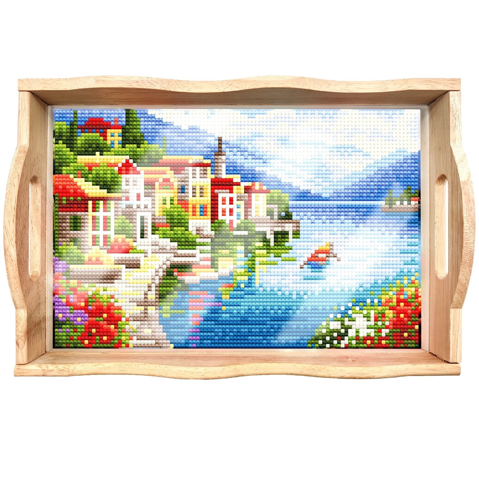 BowLift | DIY Diamond Painting Wooden Tray Food Tray with Handle Living Room Decoration Mandala Wooden Tray Kit