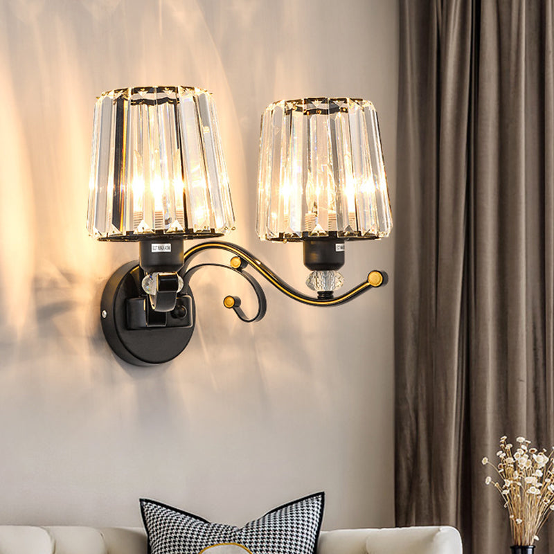 BowLift | 1/2-Pear Tapered Wall Light Modern Black Crystal Block Wall Light for the Living Room