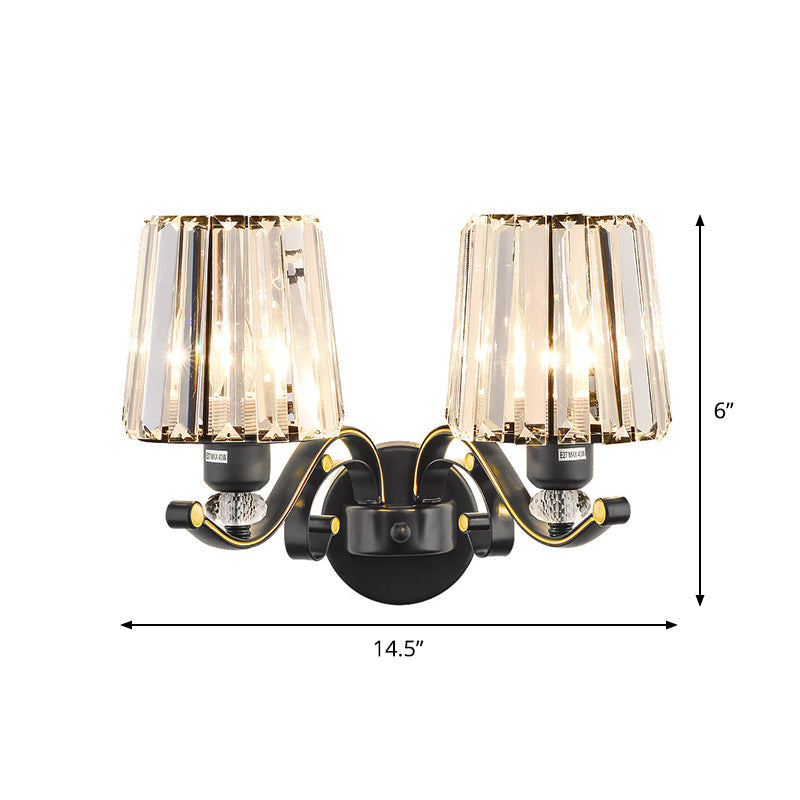 BowLift | 1/2-Pear Tapered Wall Light Modern Black Crystal Block Wall Light for the Living Room