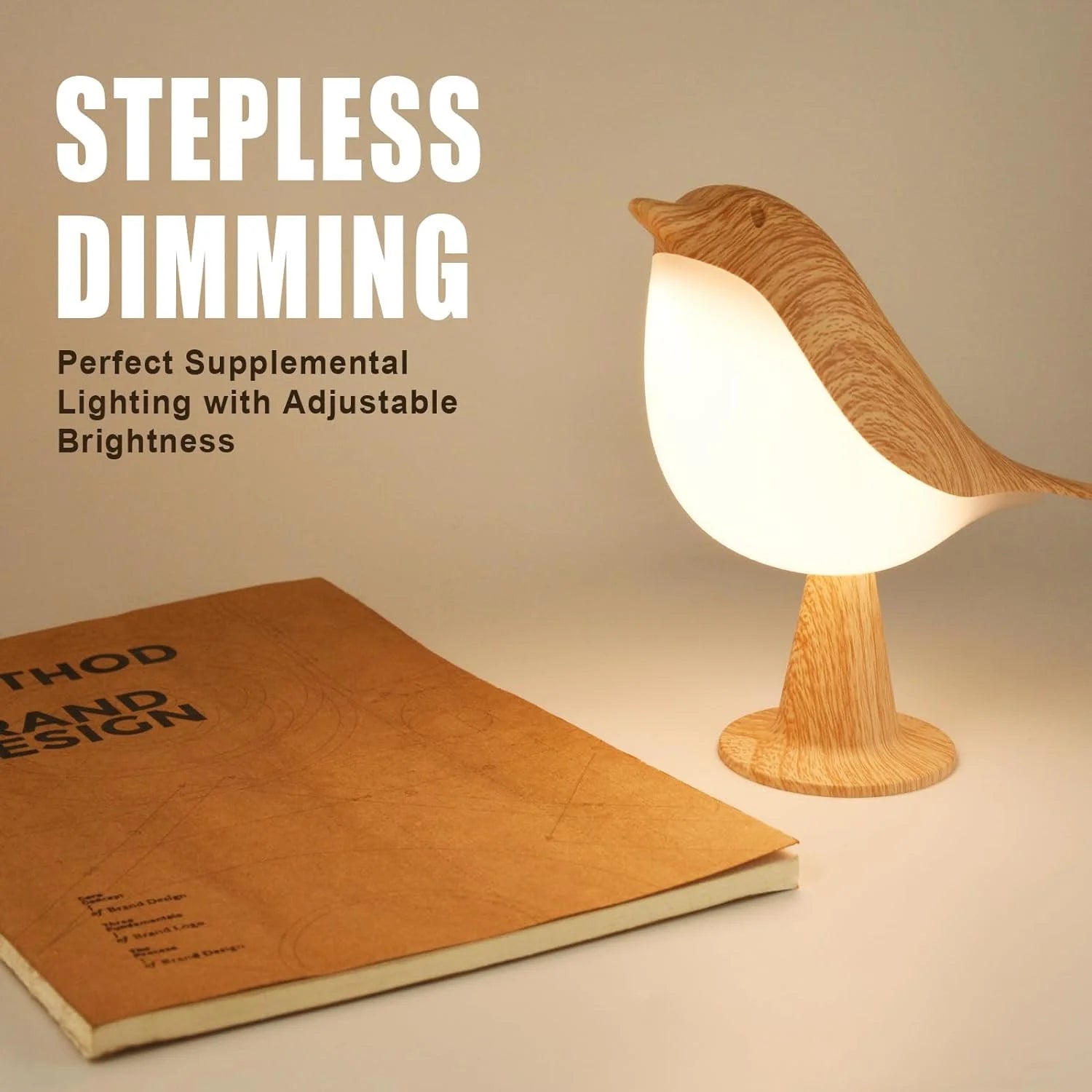 BowLift | Touch-Control Wooden Bird Night Light - Rechargeable LED Bedside Lamp