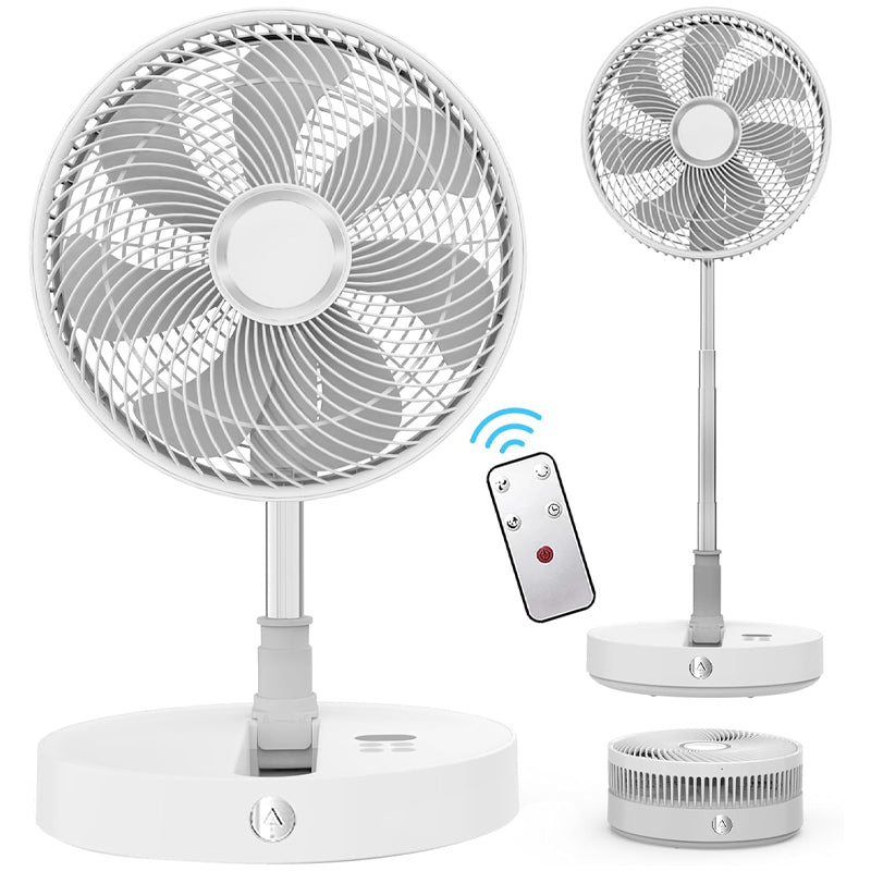BowLift | 12" Foldable Oscillating Standing Fan 7200mAh Rechargeable Fan Cordless Quiet Folded Rotating Floor Fan