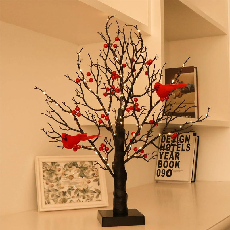 BowLift | Atmospheric Light Tree with Red Birds – Flexible LED Decoration Tree