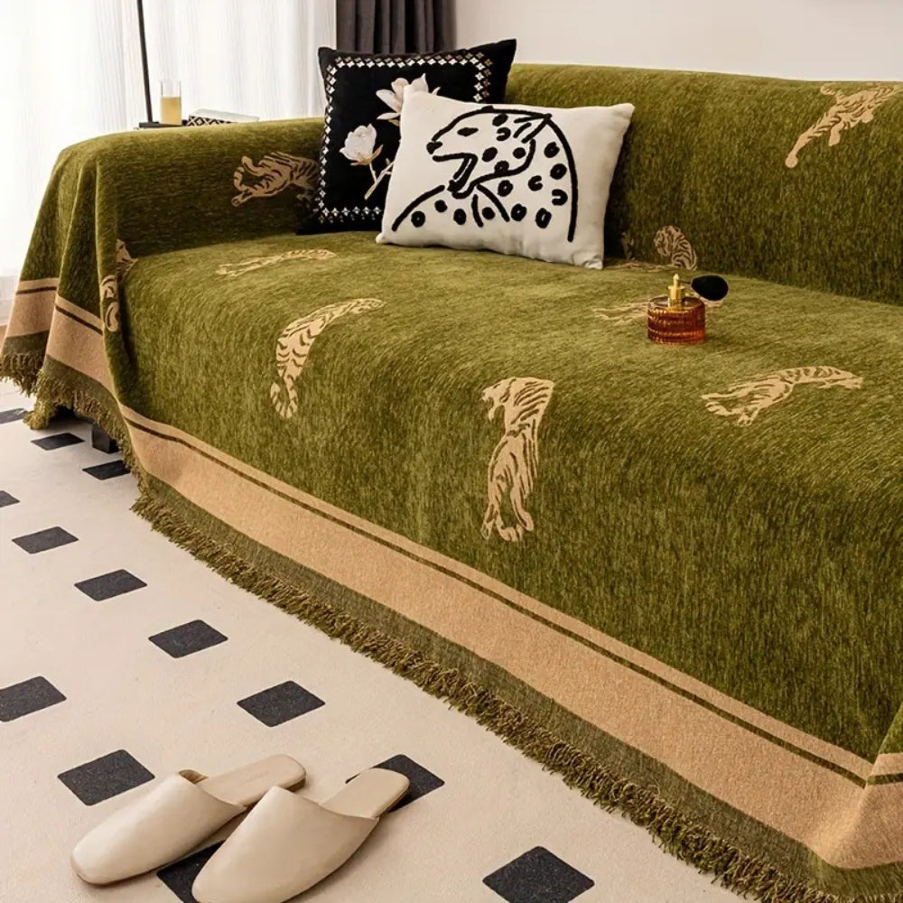 BowLift | Safari Tiger Chenille Sofa Cover