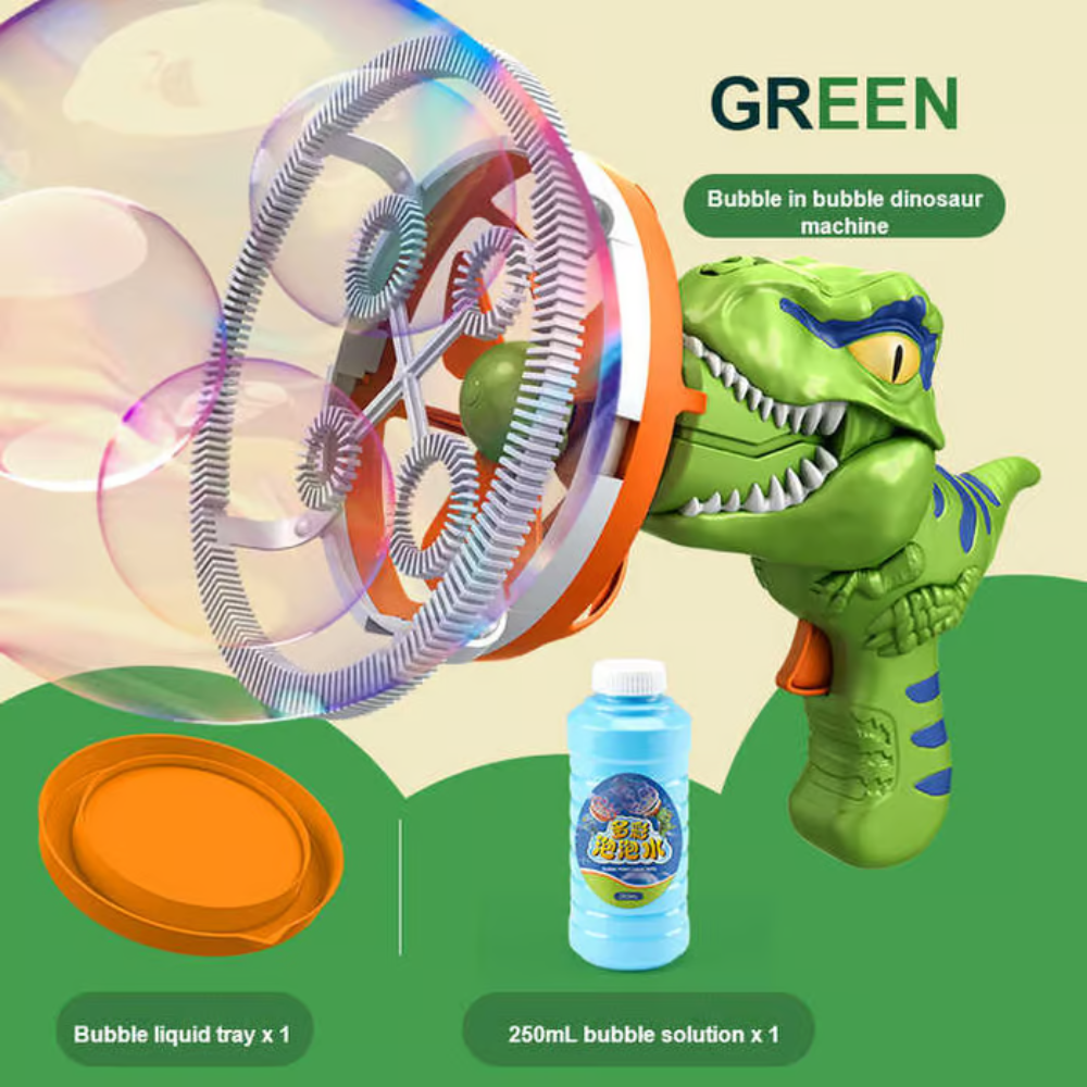 BowLift | Kids Dinosaur Bubble Blaster | Portable Bubble Machine | 1000+ Bubbles/Min