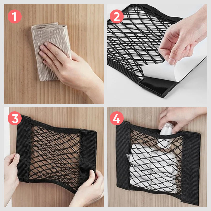 BowLift | Plastic Bags Storage Net Bag (With Adhesive Tape)