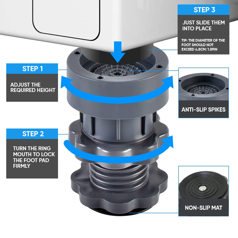 BowLift | 4 Piece Adjustable Height Washing Machine Support
