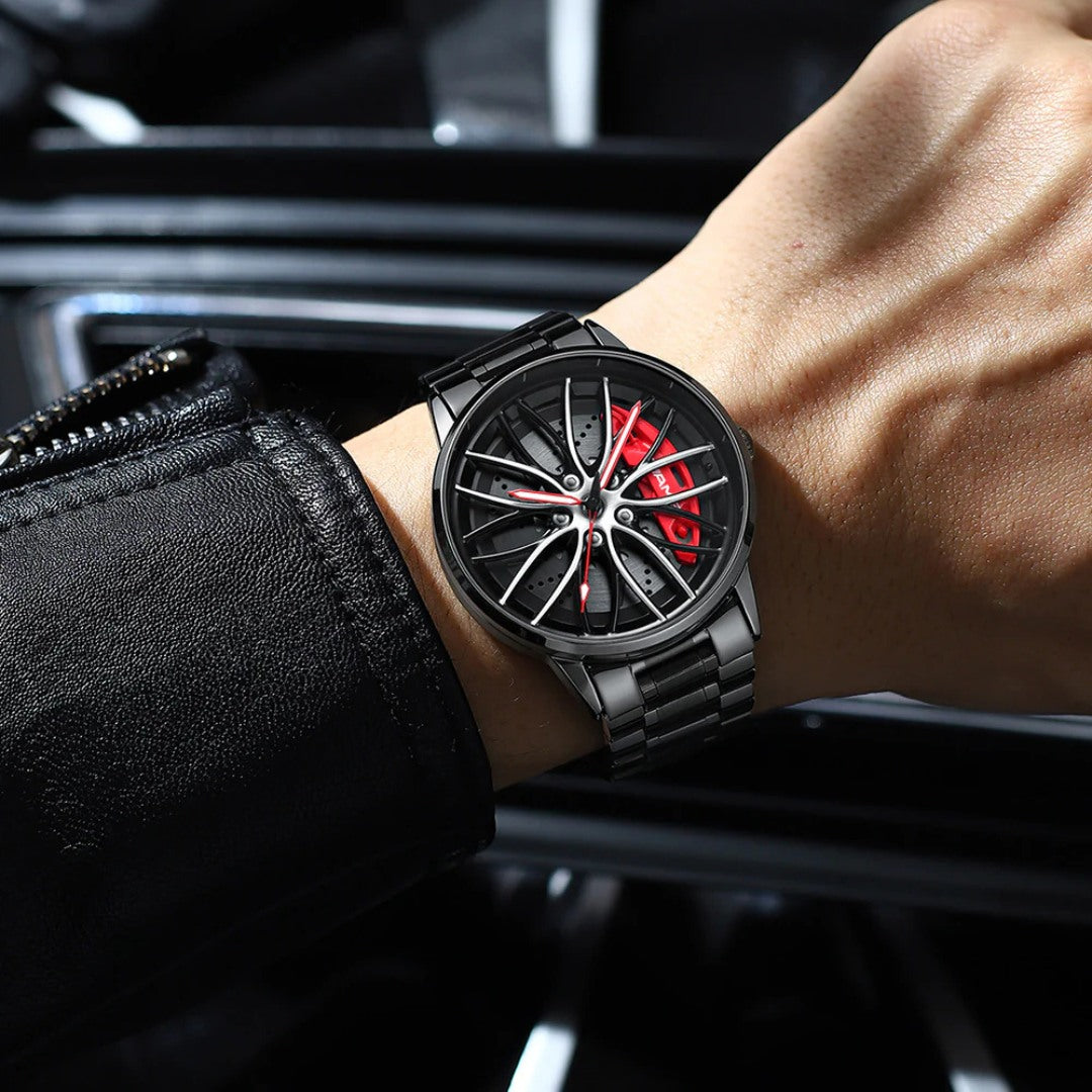 Racing-Inspired Watch with Rotating Dial and Luminescent Detail