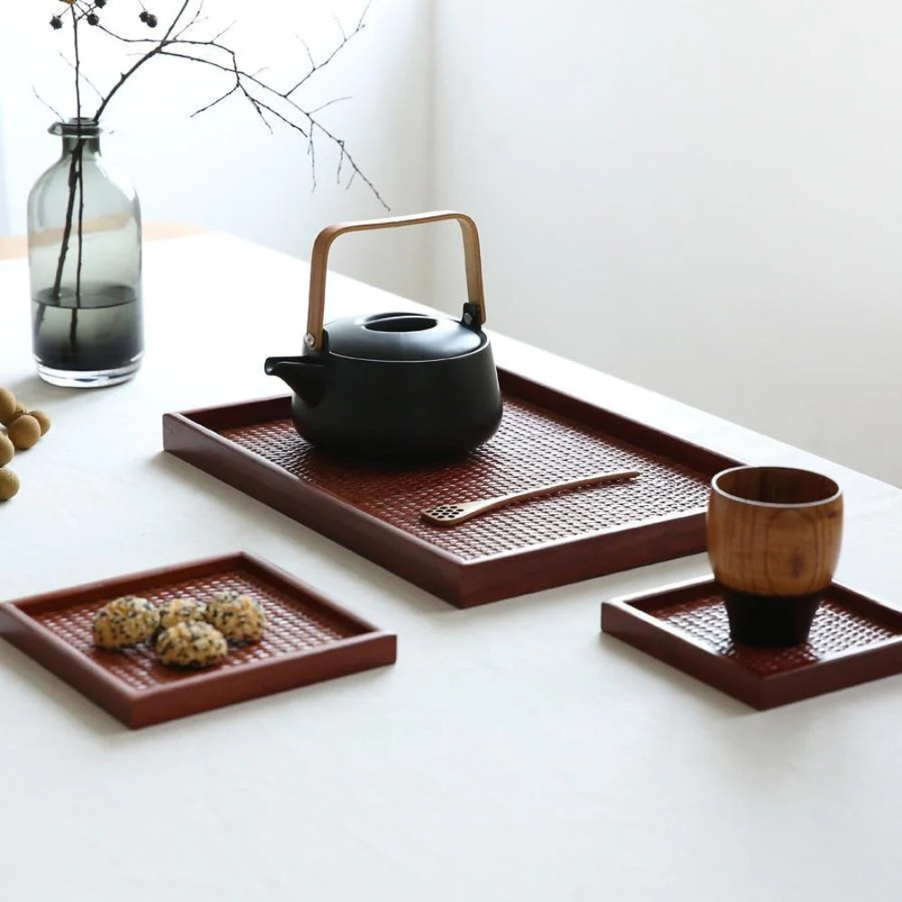 BowLift | Artisanal Rattan Wooden Tea Tray