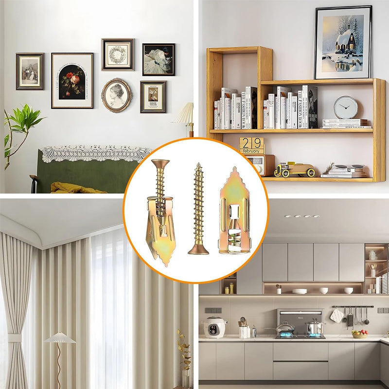 BowLift | Drywall Expansion Anchors + High Strength Zinc Screws Kit (Pack of 100)