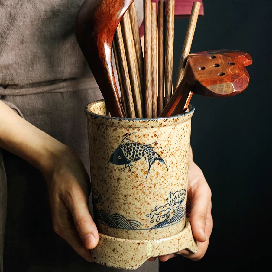 BowLift | Elegant Ceramic Chopstick Storage Holder for Kitchen Organization