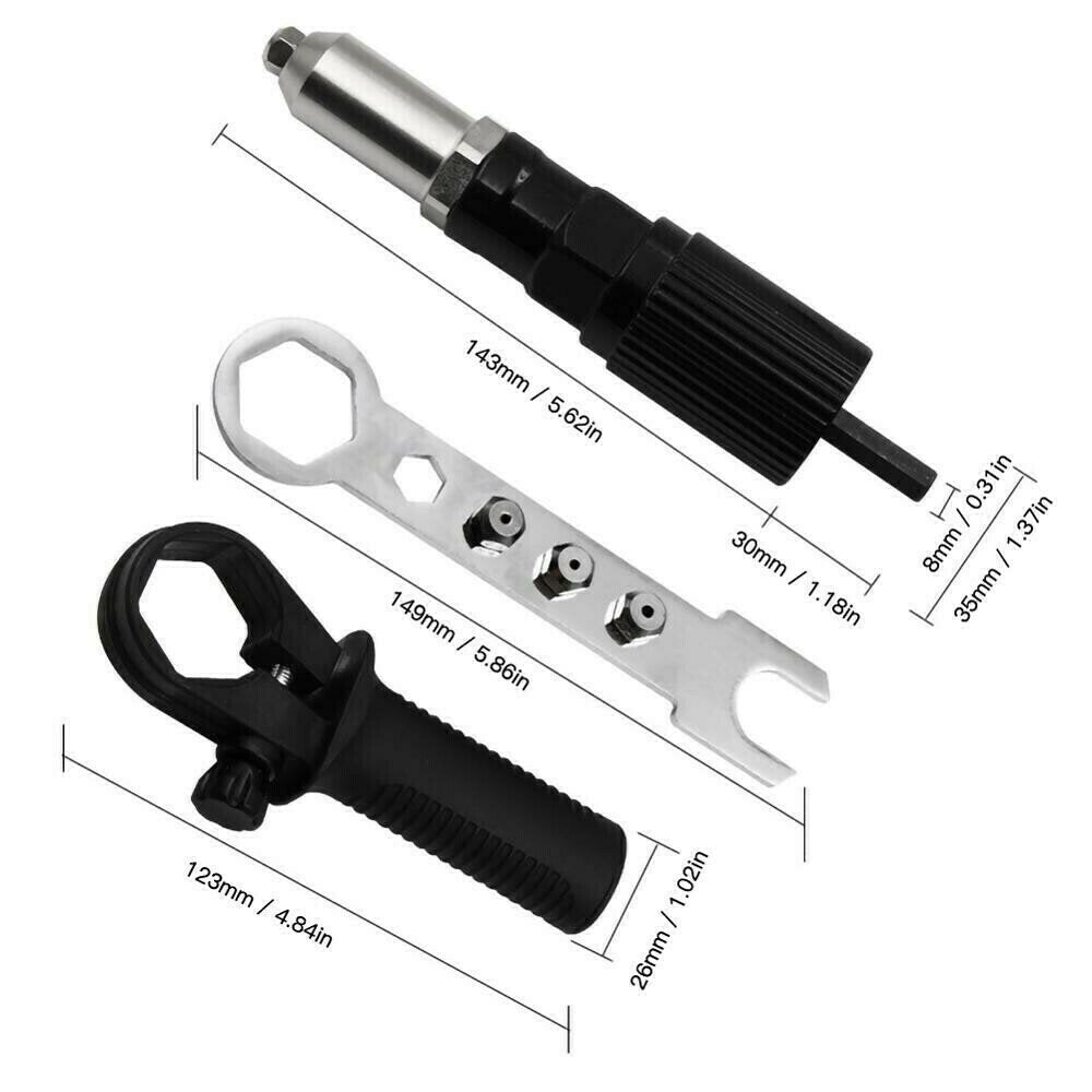 BowLift | Professional Rivet Gun Adapter Kit With 4Pcs Different Matching Nozzle Bolts