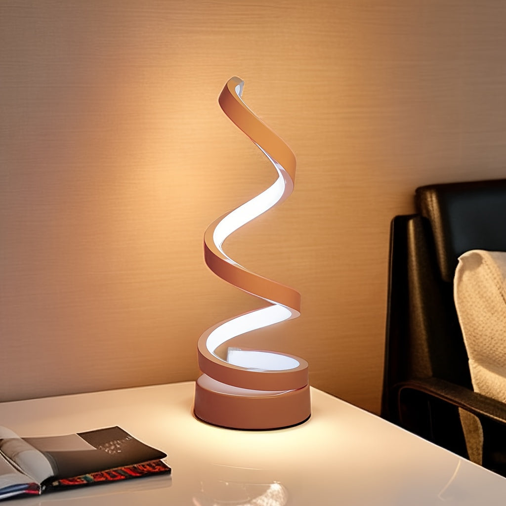 BowLift | Modern Spiral Table Lamp – Creative LED Desk Lamp with Gentle Warm Light, Perfect for Bedroom, Living Room, and Study Decor