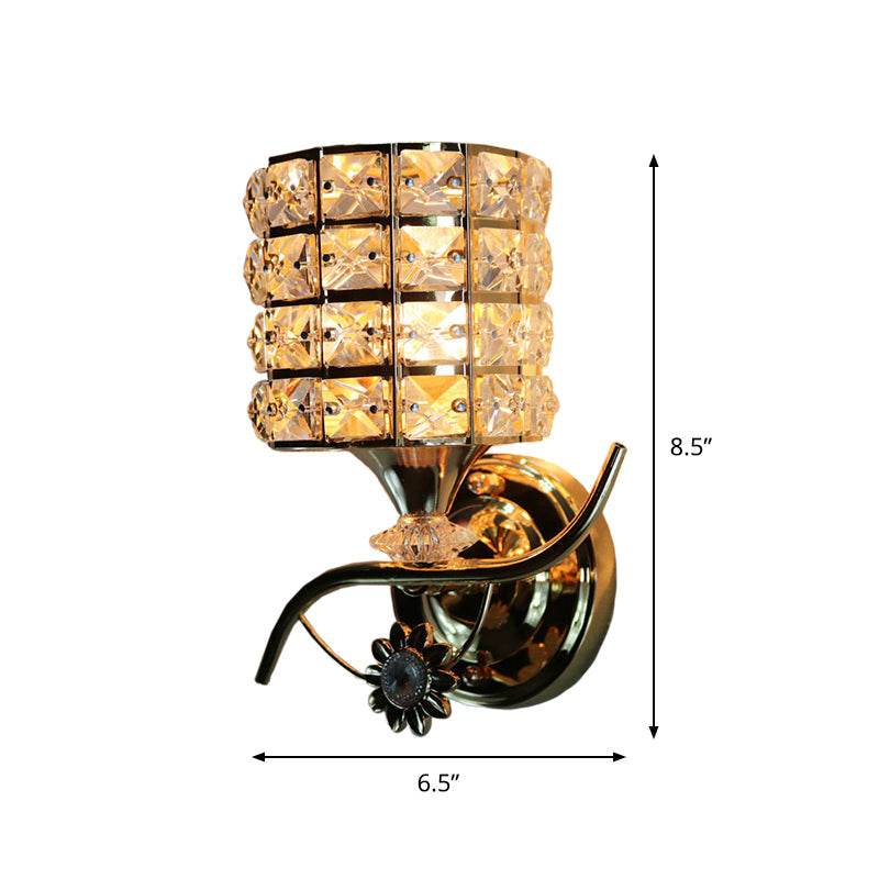 BowLift | 1-Light Metal Wall Light Modernism Cylinder Living Room Pendant Light with Crystal Shade