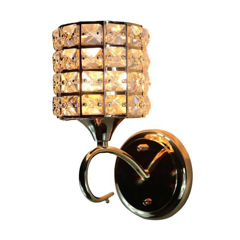 BowLift | 1-Light Metal Wall Light Modernism Cylinder Living Room Pendant Light with Crystal Shade