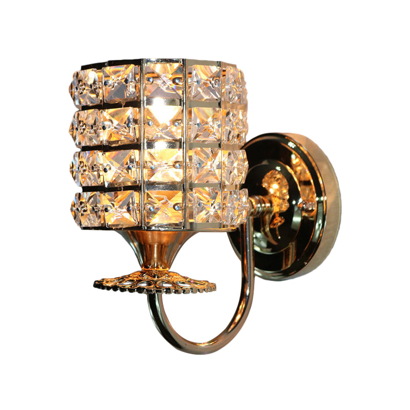 BowLift | 1-Light Metal Wall Light Modernism Cylinder Living Room Pendant Light with Crystal Shade