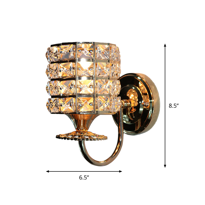 BowLift | 1-Light Metal Wall Light Modernism Cylinder Living Room Pendant Light with Crystal Shade