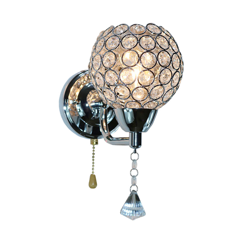 BowLift | 1-bulb wall light Modernist Nickel Faceted Clear Glass Wall Lamp