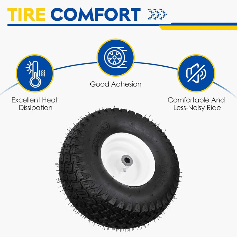 BowLift | 15x6-6" Lawn Mower Tires 2-Pack Pneumatic 4Ply Tubeless Turf Tire for Riding Mowers