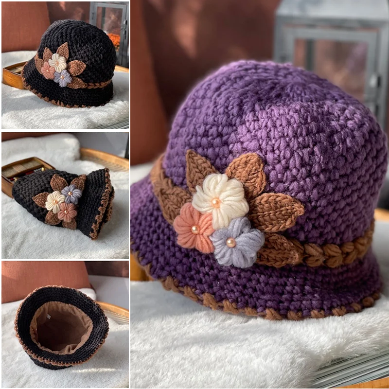 BowLift | French Thick Women's Flower Knit Wool Hat