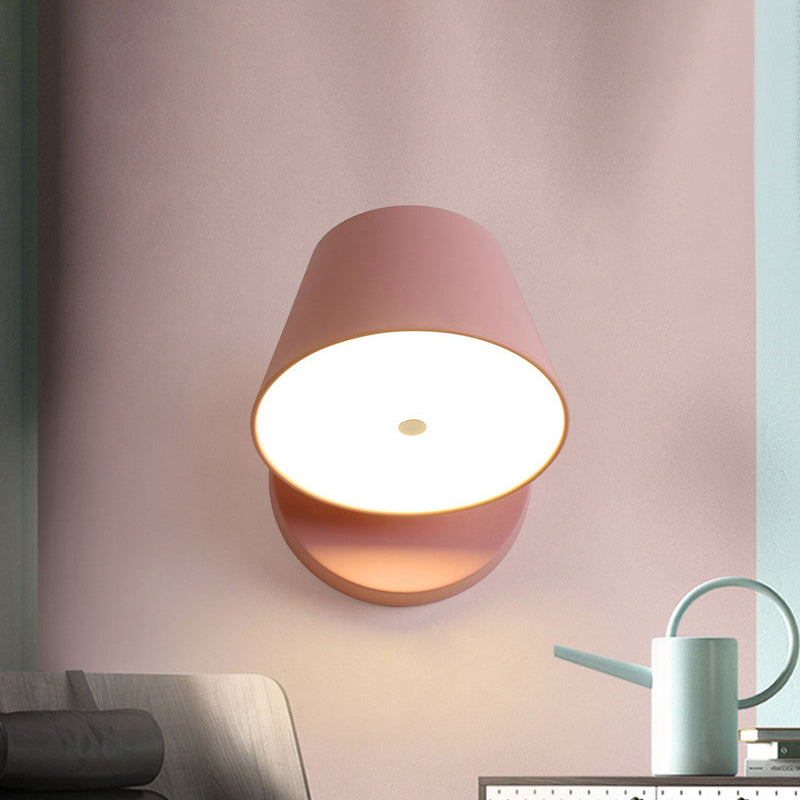 BowLift | Pink/Yellow/Black Cone Wall Lamp Macaron 1 Light Metal Wall Light in White/Warm Light