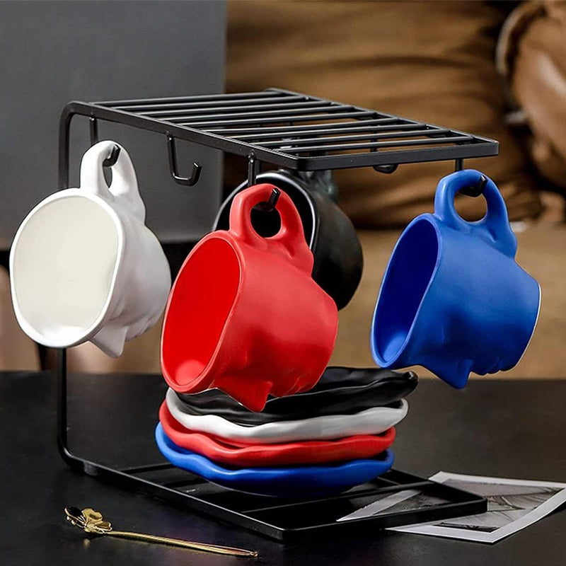 BowLift | Metal Touching Face Creative Ceramic Kiss Coffee Cup, Artistic Vibe Mug & Saucer Set