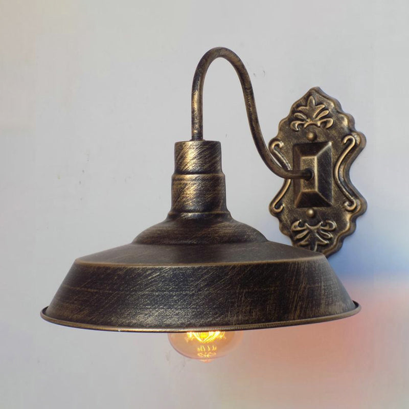 BowLift | 1 Light Barn Wall Mount Light Antique Style Copper/Rust Wrought Iron Wall Lamp for Balcony