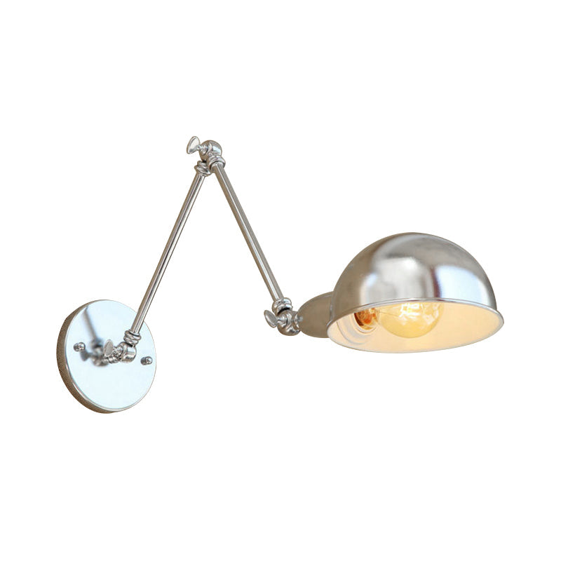 BowLift | Curved Metal Wall Light Industrial Style 1 Light Bedroom Wall Lamp with Swivel Arm in Chrome