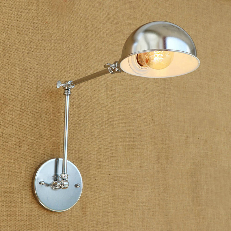 BowLift | Curved Metal Wall Light Industrial Style 1 Light Bedroom Wall Lamp with Swivel Arm in Chrome