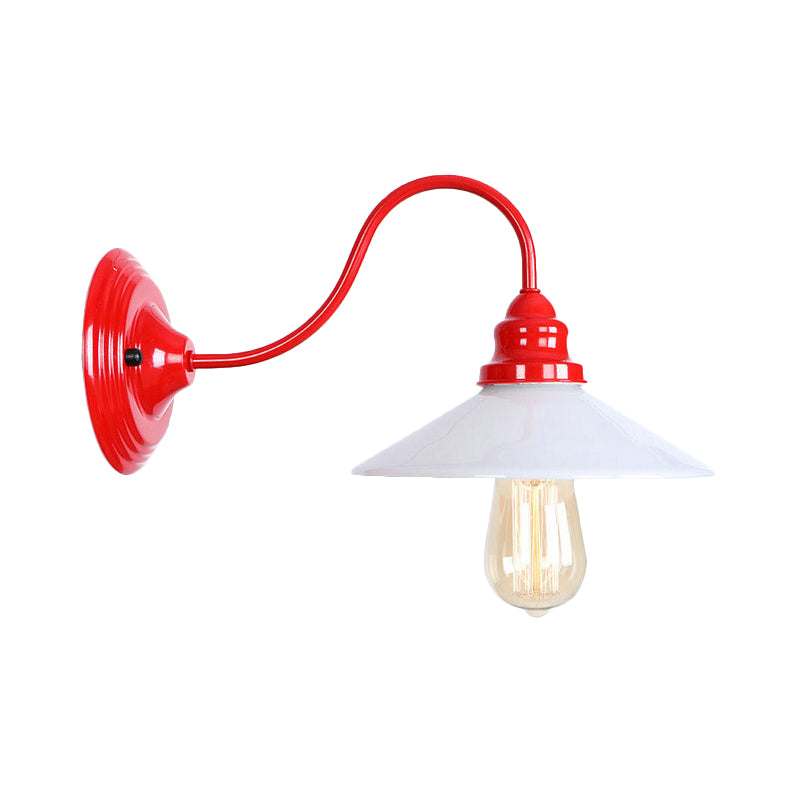 BowLift | Single Bulb Wall Lamp with Wide Shade Metal Industrial Living Room Light Fixture in White